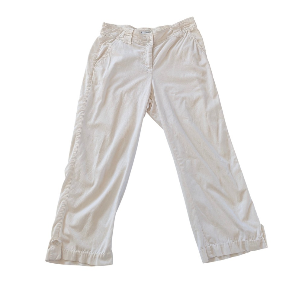 Coldwater Creek Pants Women 6 White Crop Straight Leg Coastal Minimalist Cotton